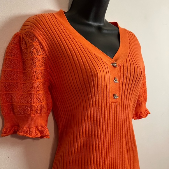 Magaschoni Tops - Magaschoni Vibrant Orange Ribbed Sweater